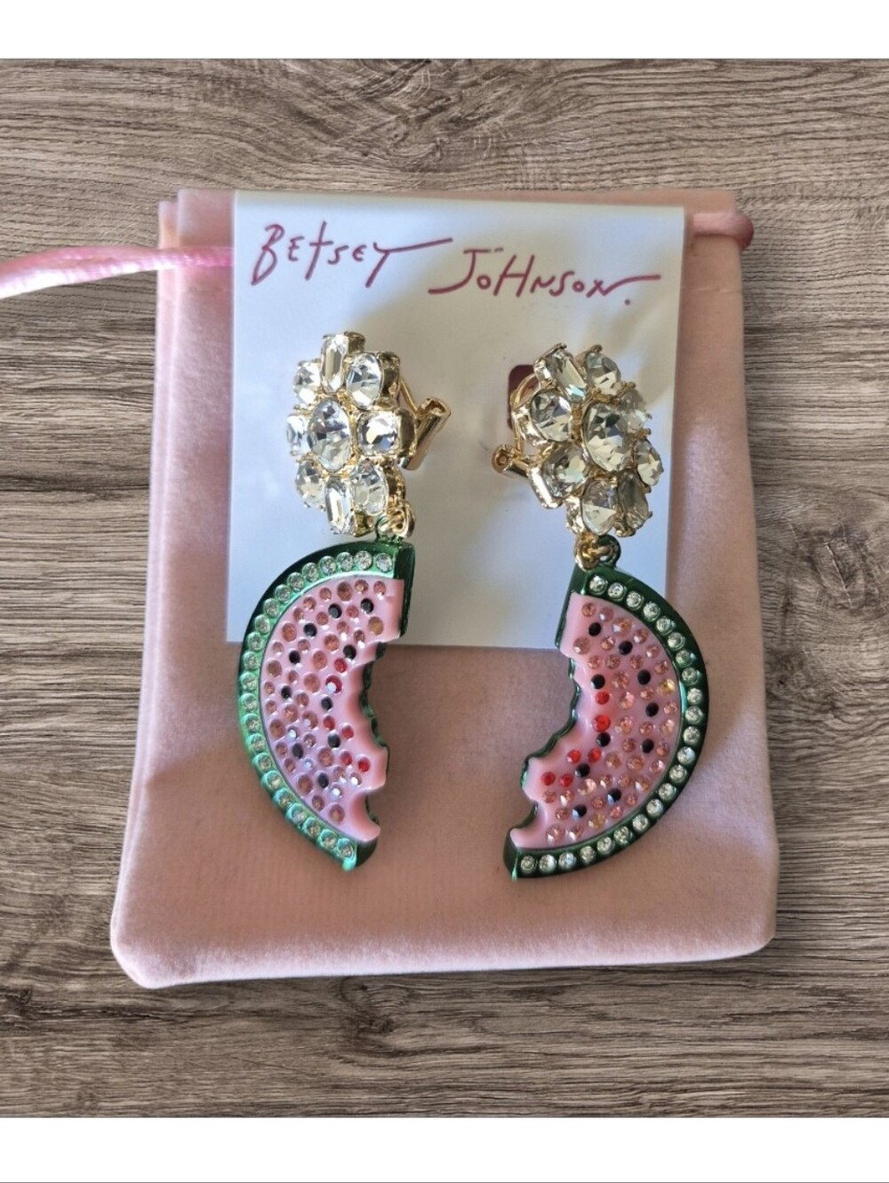 Betsey Johnson Faux Stone Backyard Watermelon Drop Earrings